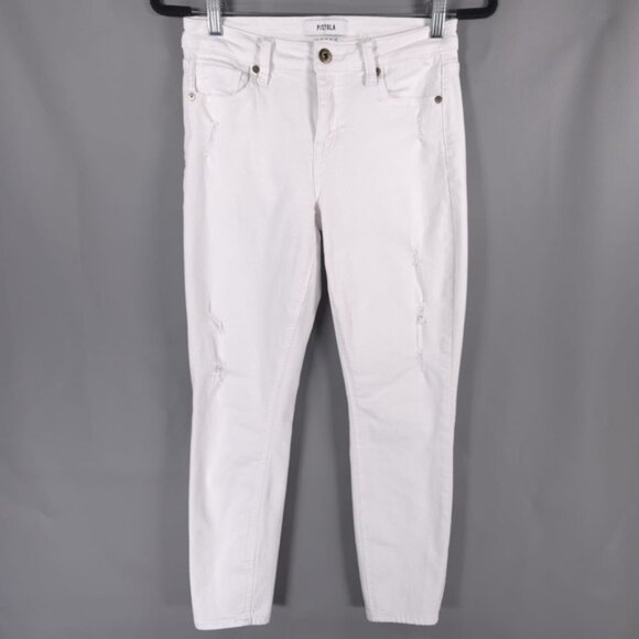 PISTOLA REVOLVE Jeans‎ White MidRise Semi Distressed Skinny P6822FTN-WAK Size 27 - Picture 1 of 15
